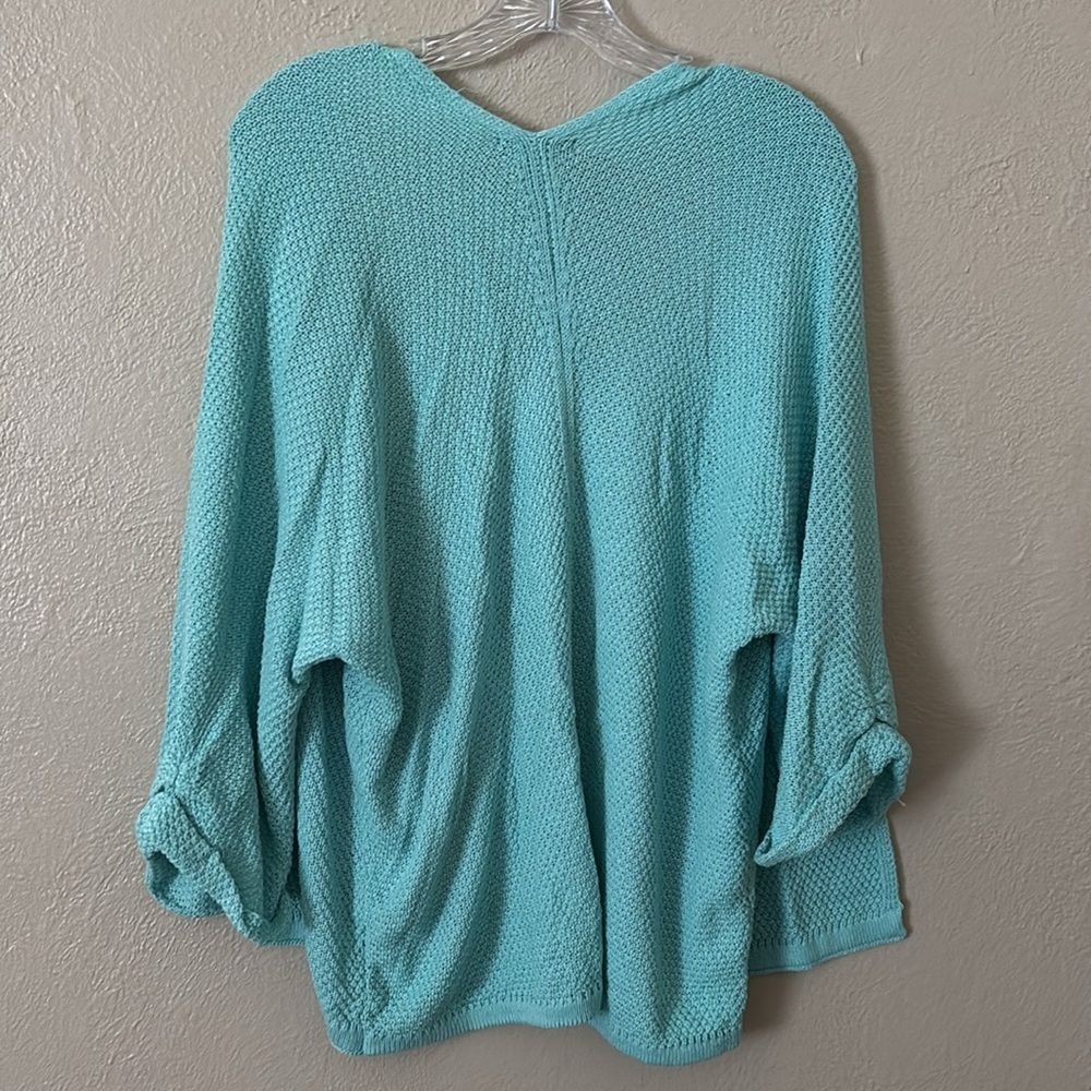 Womens Staccato Dolman Sleeve Lightweight loose knit Sweater Cardigan, Blue, S/M - Picture 4 of 7